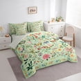thumbnail image 3 of jejeloiu Country Flowers Butterfly 7 Pieces Bedding Comforter Set,Botanical Plants Theme Full Bedding Set,Kawaii Floral Fitted Sheet Flat Sheet For Girls,Ultra Soft Home Decor Reversible, 3 of 8