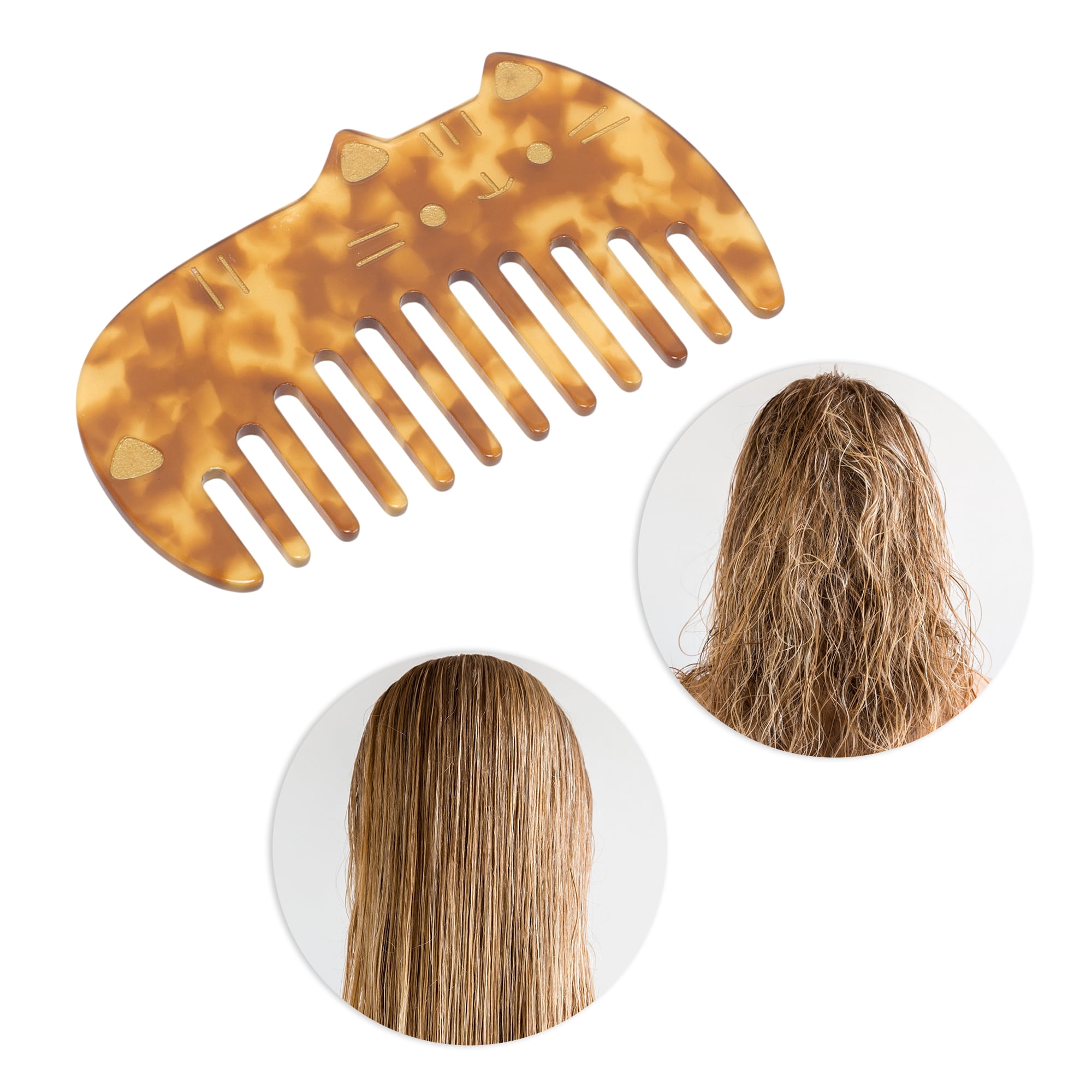 Unique Bargains 1 Pc Women Durable Cute Cat Comb Designed for All Hair Types Amber