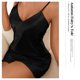thumbnail image 4 of Ropa de dormir con cuello en V para mujer Camisón de satén Mini Slip Chemise Ropa de dormir corta - Negro, 4 of 6