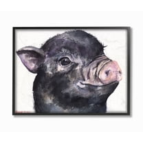 Stupell Industries Cute Pig Baby Animal Watercolor Painting Framed Giclee Texturized Art by George Dyachenko