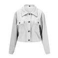 thumbnail image 6 of Breezora Women's Fashion Cropped Corduroy Button Down Crop Jacket Long Sleeve Shirt Top Trendy 2025 L Size White, 6 of 6