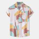 thumbnail image 2 of Hombres Casual Botones Playa Sin posicionamiento Estampado floral Turndown Camisa de manga corta Blusa Pompotops oipoqjl49568, 2 of 9