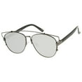 thumbnail image 2 of sunglassLA - Technologic Full Metal Crossbar Flash Mirror Flat Lens Aviator Sunglasses - 54mm, 2 of 4