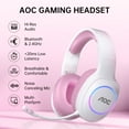 thumbnail image 2 of AOC Wireless Gaming Headset 2.4GHz for PS5/PS4/PC/Switch/Xbox - Bluetooth 5.3 Headphones with 7.1 Surround Sound, RGB Lights, Pink, 2 of 8