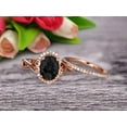 thumbnail image 3 of Art Deco 2 Carat 8x6mm Oval Cut Black Diamond Moissanite Engagement Ring Wedding Set On 10k Rose Gold Shining Startling Ring Anniversary Gift, 3 of 5