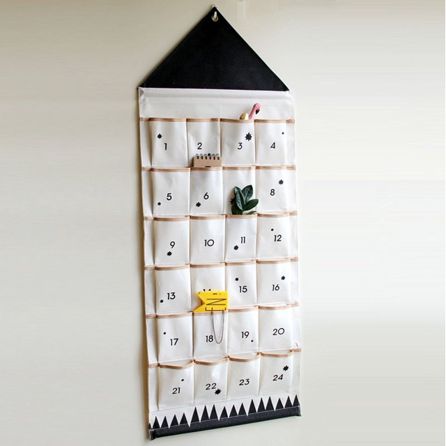 Bolsa de Almacenamiento de Pared NQ Calendario Navideño con 24 Bolsillos