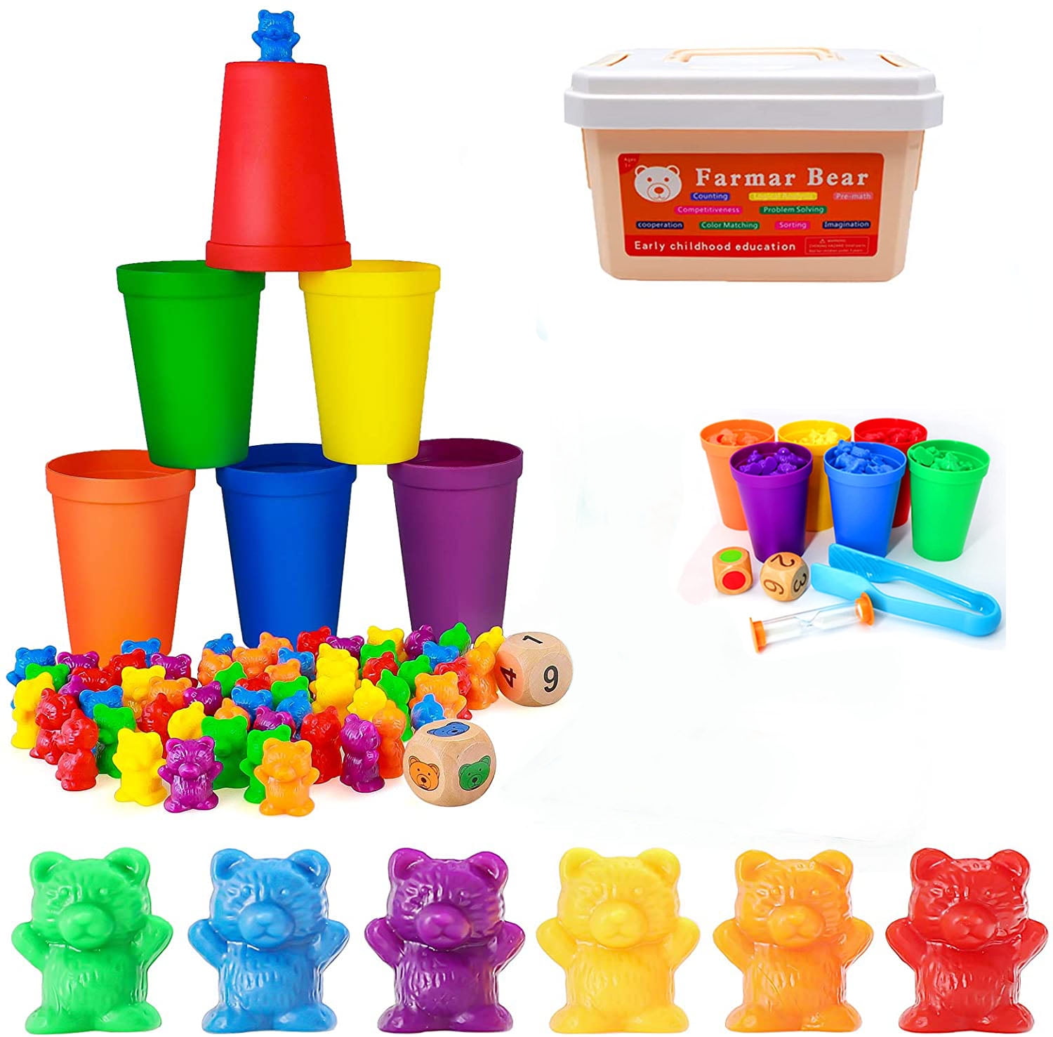 Preschool 60pcs Kids-Educational Bears Sorting Toys Perfect for Toddlers 