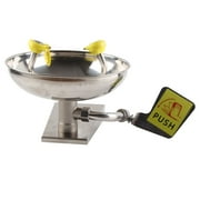 KAUU Double Nozzle Eye Wash Station 304 Stainless Steel Wall Mount Emergency Eye Washer Sink with Safety Sign LMZ