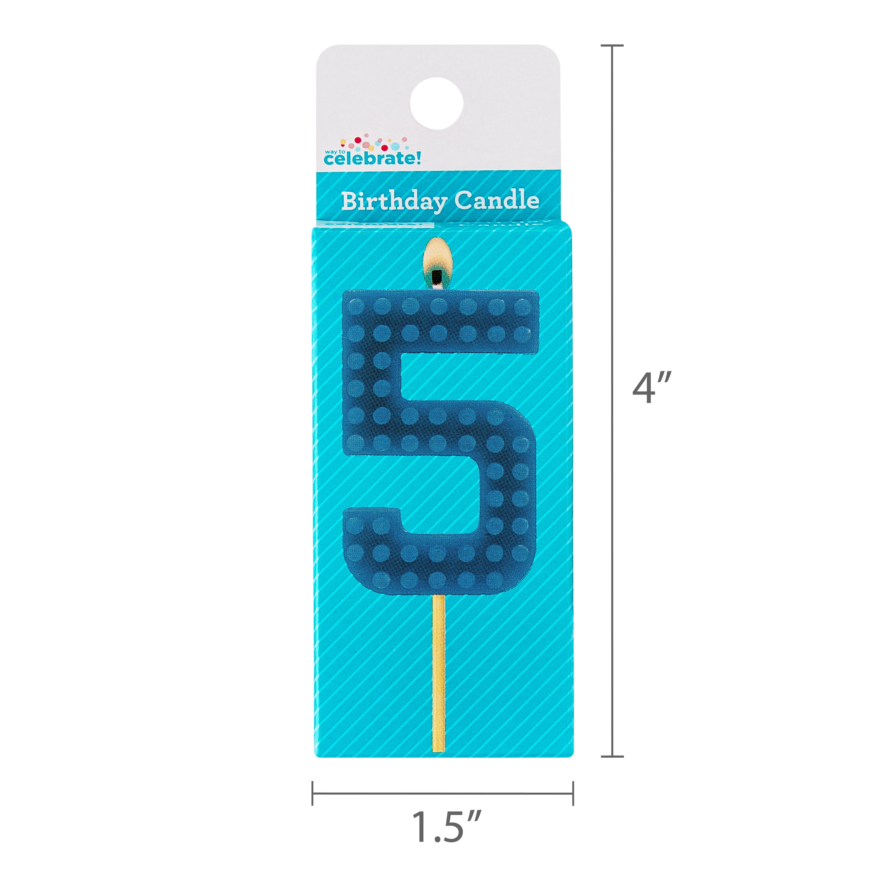 Blue Building Block Number 5 Birthday Candle, by Way To Celebrate