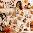 thumbnail image 6 of Aoznliie Halloween Blanket, Cozy Fleece Throw Blanket with Ghost Pumpkin Print, Lightweight Fall Blanket for Couch Sofa Bed Home Decor, 40x28in, 6 of 9