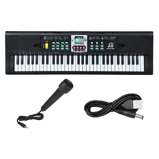 Teclado Electrónico de Música Digital de 61 Teclas, Teclado, Piano Eléctrico, Regalos para Niños , Blanco negro
