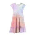 thumbnail image 3 of Ashirexll Summer Dresses for Teens Fashion Short Sleeve Fashion Ruffled Pockets Round Neck Printed Summer Dress for Preteen Children, 3 of 4