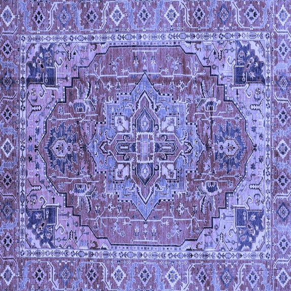 Ahgly Company Machine Washable Indoor Square Persian Blue Traditional Area Rugs, 3' Square