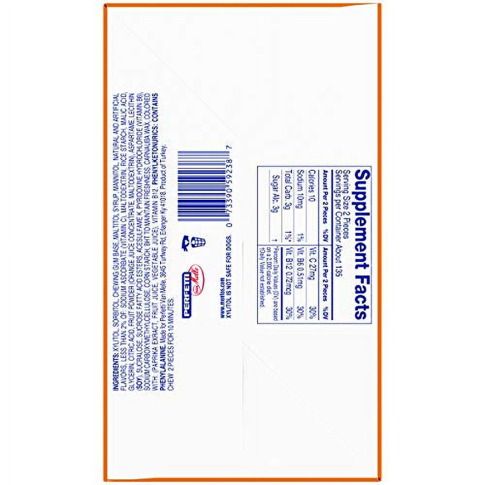 Mentos VITAMIN Citrus Gum Sugar Free Chewing Gum, 45Count (Pack Of 6)