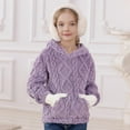 thumbnail image 2 of Jinhomg Teen Girls Fuzzy Fleece Hoodies Cable Knit Pullover Warm Sherpa Sweatshirt Fall Winter Soft Cozy Y2K Hoodie Tops with Pockets 14-15 Years, 2 of 7