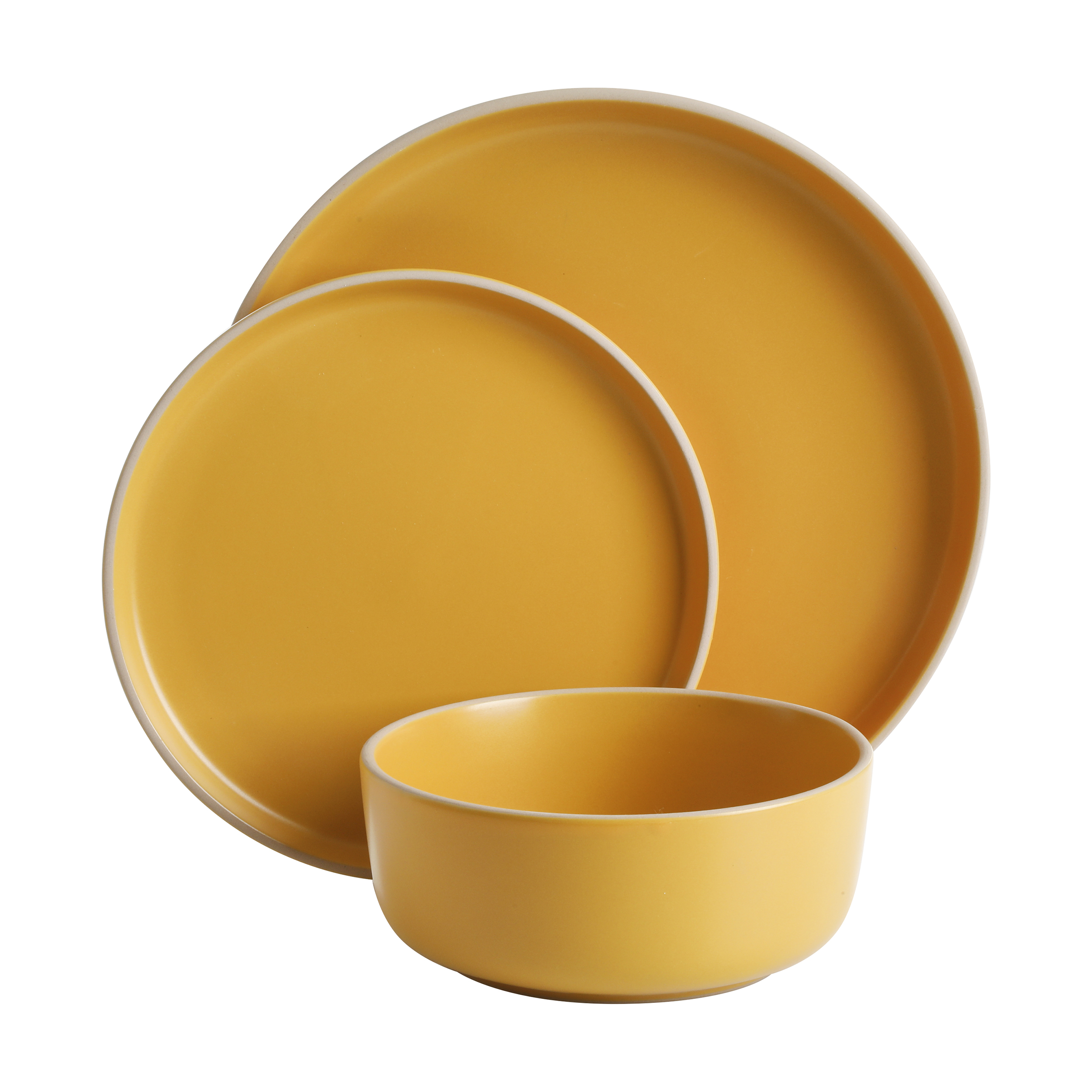 Gibson Home Everyday Essential Yellow Dinnerware Set, 12-Piece Set