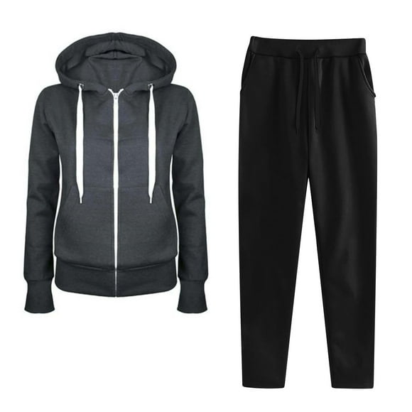 Ltctricy Sweatsuits for Women Casual Long Sleeve Zip up Hoodie and Tapered Sweatpants 2 Piece Workout Lounge Sets with Pockets(Dark Gray,Medium)