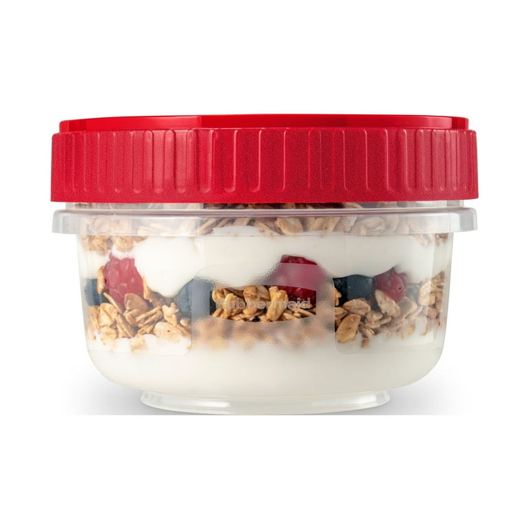 Rubbermaid TakeAlongs Twist & Seal 1.6-Cup Food Storage Containers, Ruby,  3-Pack