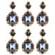 thumbnail image 1 of 3 pares de pendientes colgantes de diamantes y esmeralda, estilo retro, de aleación, con decoración para las orejas, color azul, 1 of 14