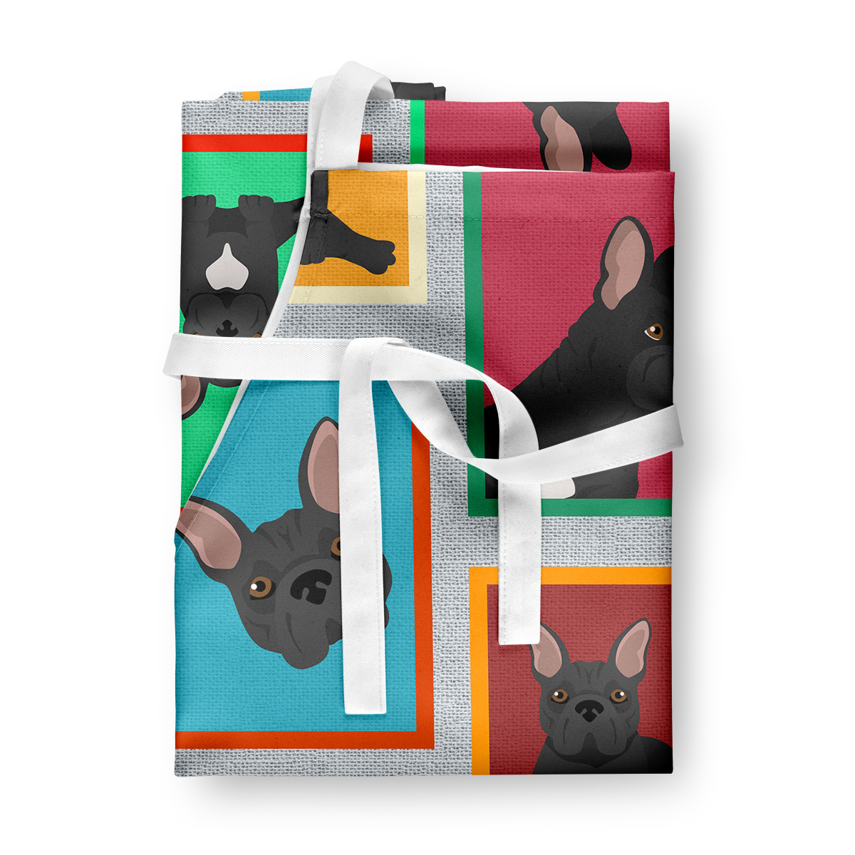 Lots of Black French Bulldog Apron 27 in x 30 in