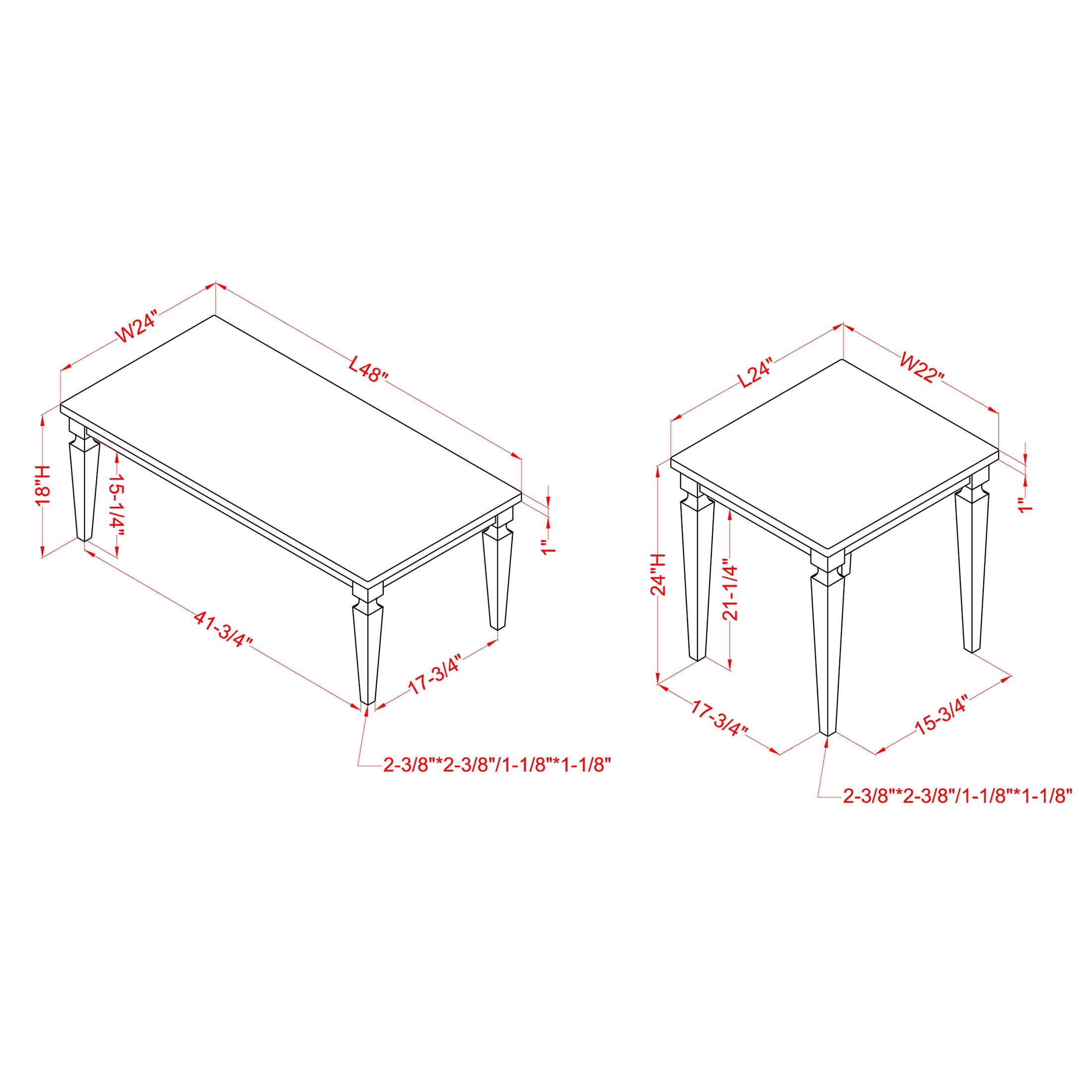 Furniture of America Leen 3-Piece Coffee Table Set, Antique White