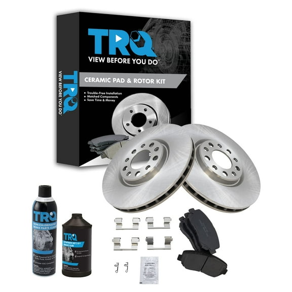TRQ Front Ceramic Brake Pad & Rotor Kit w/Chemicals for Dodge Chrysler BKA17121