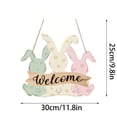 thumbnail image 2 of Easter Bunny Wooden Hanging Sign 10x11.8 Inch, Decorative Door Plaque with Welcome Design for Home Garden Entrance, Holiday Gift Decor, 2 of 3