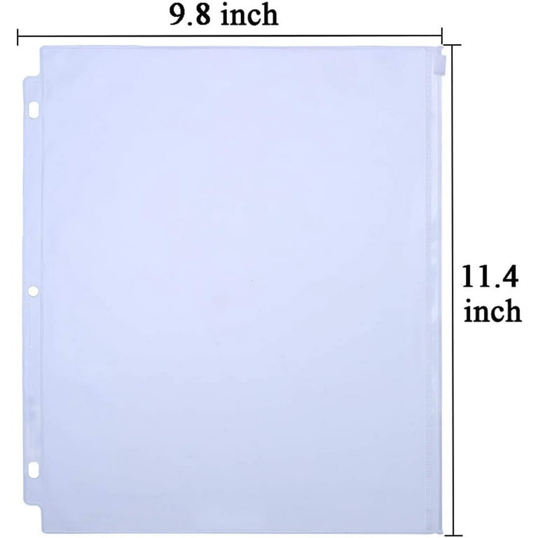 40pcs Binder Pockets A4 Size 3 Hole Binder Pockets With Zipper Binder For  3-ring Binder Loose Leaf Bags Waterproof