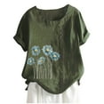 thumbnail image 1 of Blouses pour Femmes, T-Shirt d'Été à Col Rond Manches Courtes Mode Décontractée Imprimé Bouton, 1 of 3