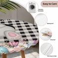 thumbnail image 6 of Easter Bunny Fitted Tablecloth with Elastic Edged, Round Table Cloth for Dining Table, Vintage Watercolor Eggs Flower Black Plaid Waterproof Oil Proof Table Cover for Indoor Outdoor 45"-54", 6 of 8