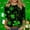 #165-Black, variant on Wowcloth Women's Casual T-Shirt with St. Patrick's Day Print, Round Neck, Three-Quarter Sleeve, Loose Fit for Daily Wear
