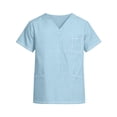 thumbnail image 3 of Yifymode Unisex V Neck Short Sleeve Medical Scrub Top, Three Pockets Lightweight Breathable Work Top Light Blue M, 3 of 4