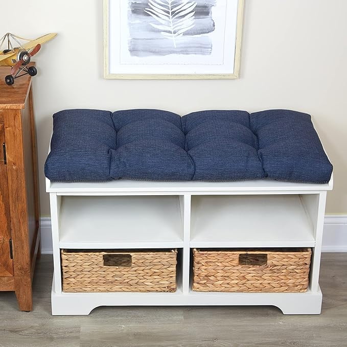 The Gripper Tufted Bench Cushion, 33 Inches, Indigo photo 2