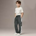thumbnail image 2 of CheerKidz Childrens Elastic Waist Straight Leg Sport Pants with Pockets Casual Wear Trousers for Kids Boys Girls Outdoor Play Daily Activities(Dark Gray,5 Years), 2 of 6