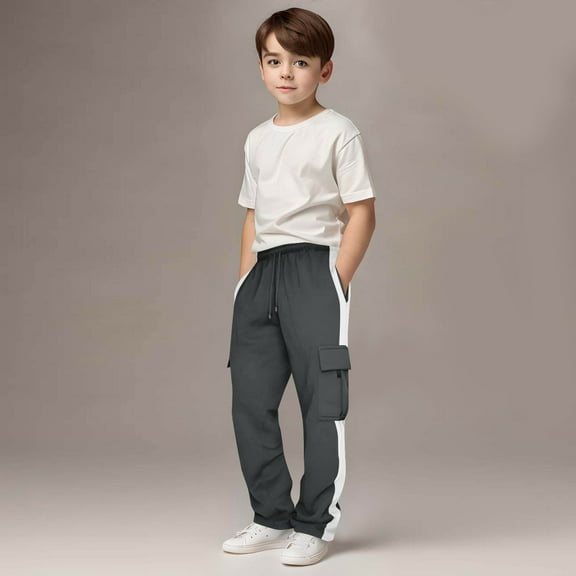 Sentuca Boys Sweatpants with Pockets Straigh Leg Baggy Cargo Sweatpants Casual Sports Pants for Kids Clothes