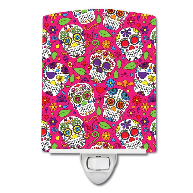"Treasures Day of the Dead Pink Ceramic Night Light, 6x4, Multicolor" Caroline's Treasures BB5115CNL