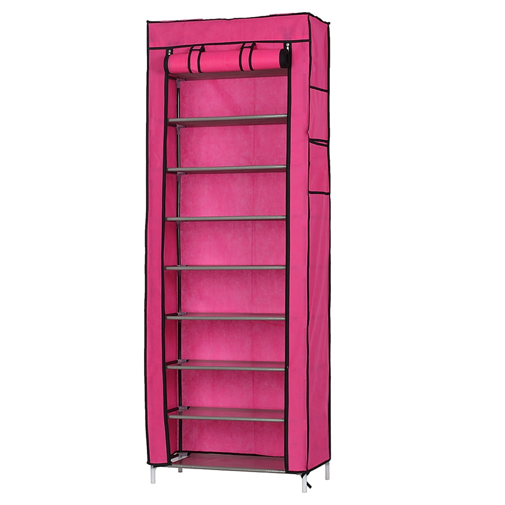 Private Jungle Portable Shoe Rack, Tower Stand for High Heels/Boots/Slippers, Rose Pink