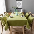 thumbnail image 1 of Table Cloth Solid Color Cotton Line Tablecloth Square Table Cloths Wrinkle Free Table Cover Burlap Waterproof Tablecloths for Kitchen Dinning Table Party Decoration(Green,110*170cm), 1 of 7