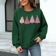 thumbnail image 4 of SYMOID Womens Christmas Tree Sweatshirt, Waffle Knit Crew Neck Relaxed Fit, Green - Cozy Holiday Casual Top for Fall/Winter,Size S, 4 of 6