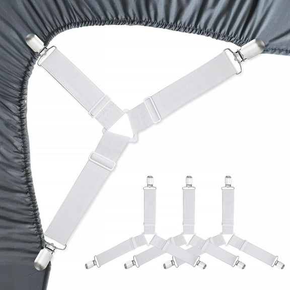 Bed Sheet Holder Straps Fitted Sheet Keepers Bedsheet Holders Fasteners - Elastic Adjustable Bedsheet Holders for a Wrinkle Bed Sheet