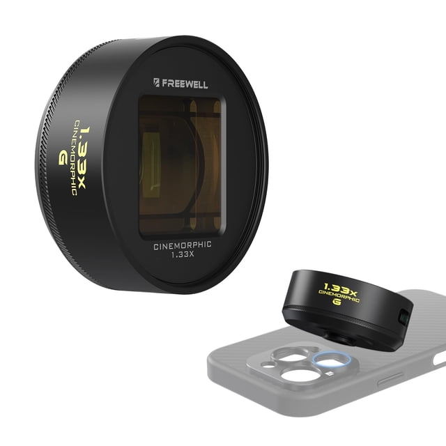 Lente anamórfica FREEWELL 1.33x dorada para iPhone, Samsung
