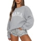 thumbnail image 2 of Ropa deportiva para mujer con cuello redondo, jersey informal de gran tamaño, sudadera con capucha, patrón de manga larga estampado gris, 2 of 5