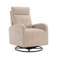thumbnail image 3 of Upholstered Swivel Glider Chair for Nursery, Modern Glider Accent Chair Padded Seat with High Backrest Armchair Comfy Side Chair for Living Room Bedroom Offices, Beige, 3 of 8