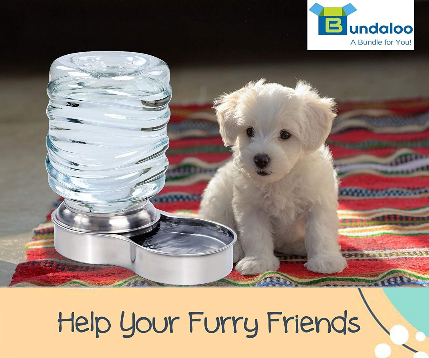 Bundaloo Dog Water Bowl Dispenser Automatic Slow Refilling