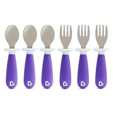 Munchkin Raise Toddler forks and Spoons 6 Piece, Purple