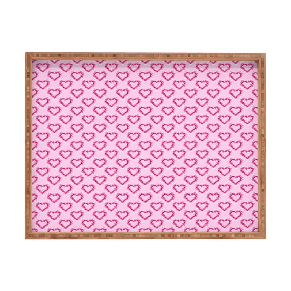 Society6 Lisa Argyropolous Mini Hearts Pink 18" x 14" Large Rectangular Bamboo Tray