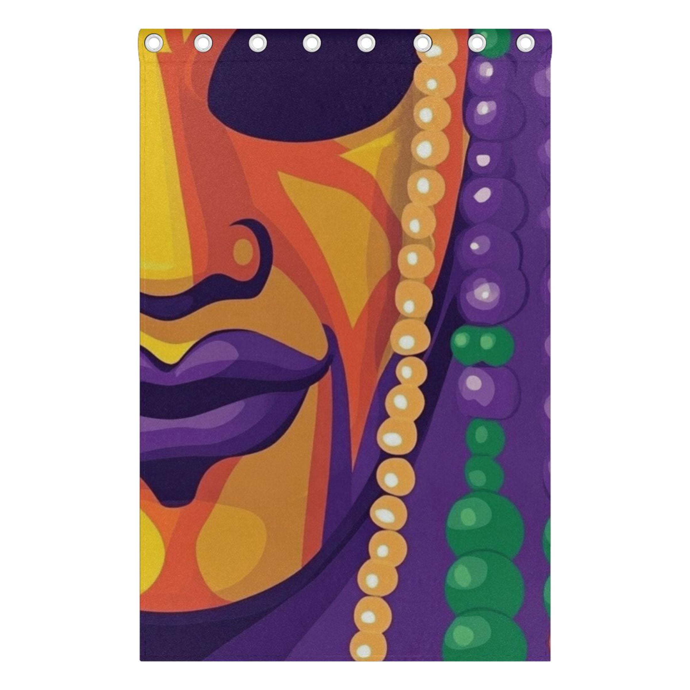 Mardi Gras Mask and Beads Blackout Curtains for Living Room Bedroom 55W x 72/84L Insulated Window Drapes 2 Panels
