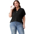 thumbnail image 5 of Cueply Plus Size Summer Tops for Women Short Sleeve v Neck Shirt Womens Casual Loose Fit Tunic Blouses, 5 of 7