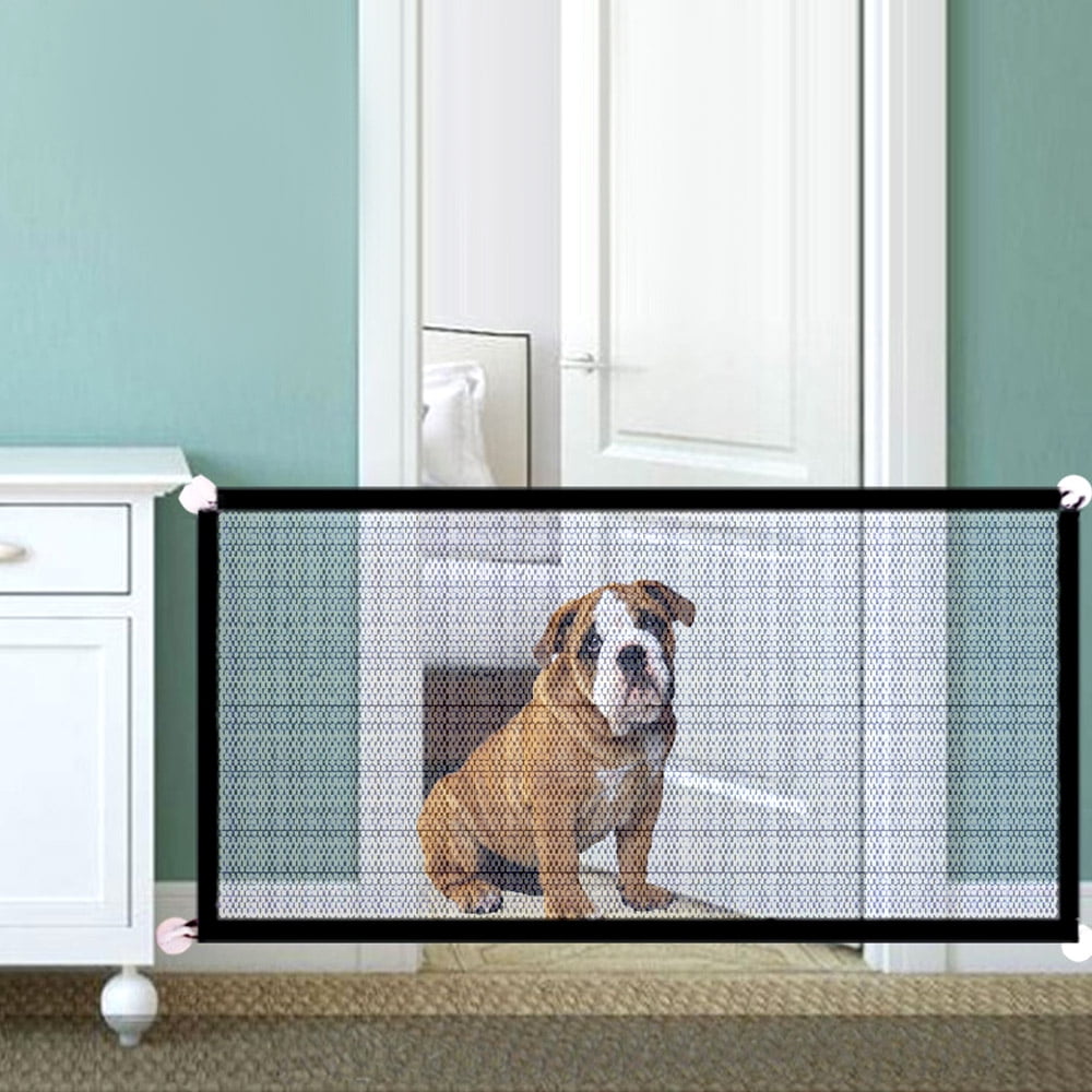 Magic Gate For Dogs Portable Indoor Retractable Folding Mesh Screen Stair Gate 