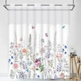 thumbnail image 5 of Ikfashoni Hookless Shower Curtain with Snap in Liner, White Boho Floral Waterproof Fabric Mesh Window Bath Curtain, 71"X74", 5 of 8